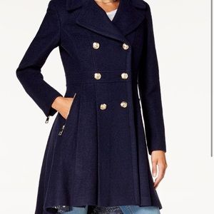 Guess double breasted skirted coat